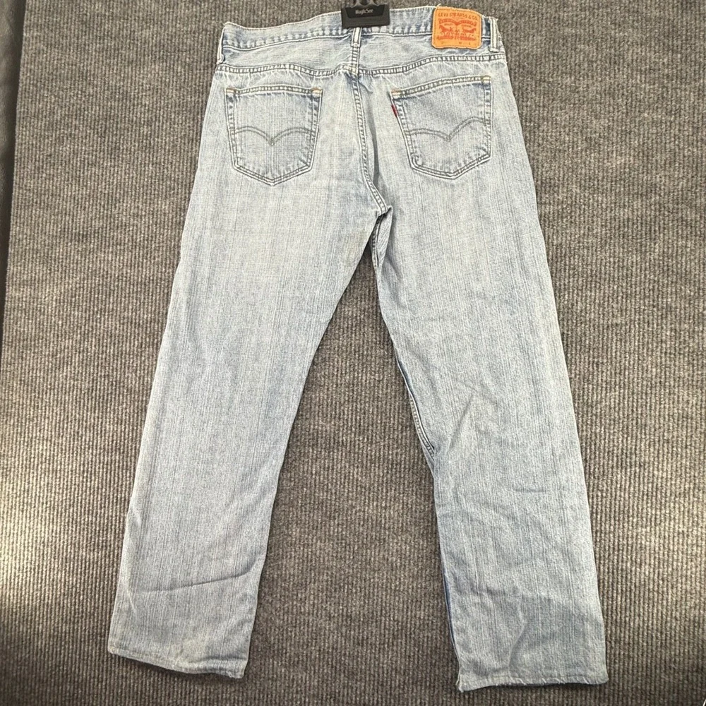 Levis 569‎ Loose Straight Fit Jeans Mens 34x34 Light Wash Distressed Blue Denim